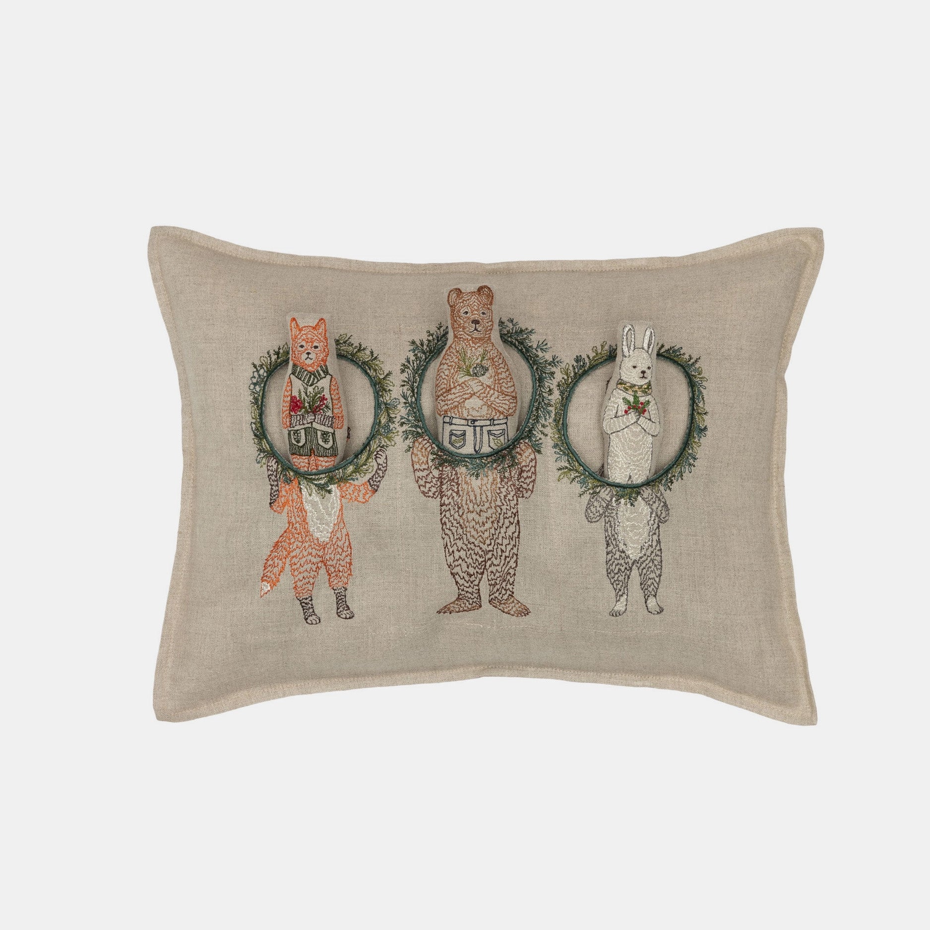 Christmas Wreath Trio Pocket Lumbar Pillow