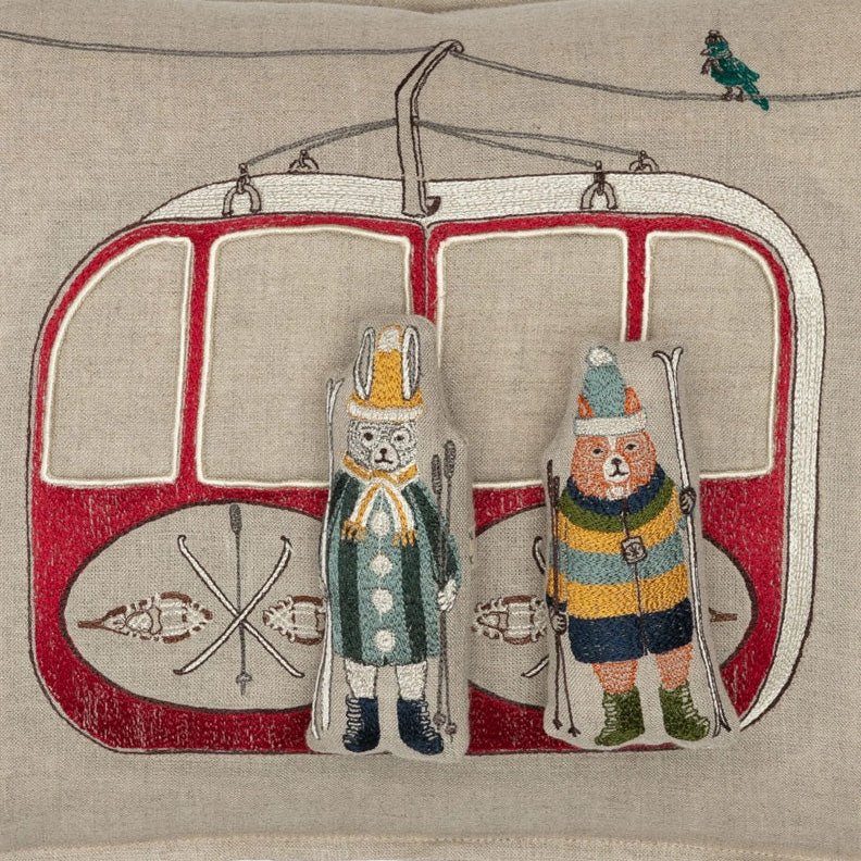 Gondola Ski Lift Pocket Lumbar Pillow