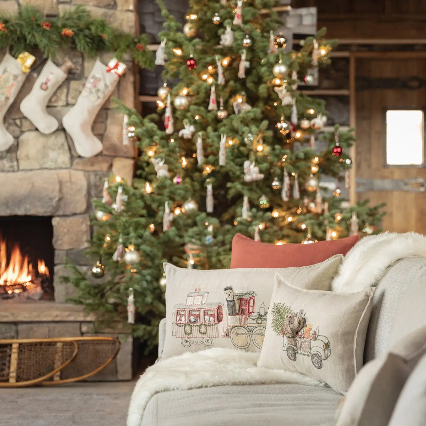 Christmas Tree Car Pocket Lumbar Pillow