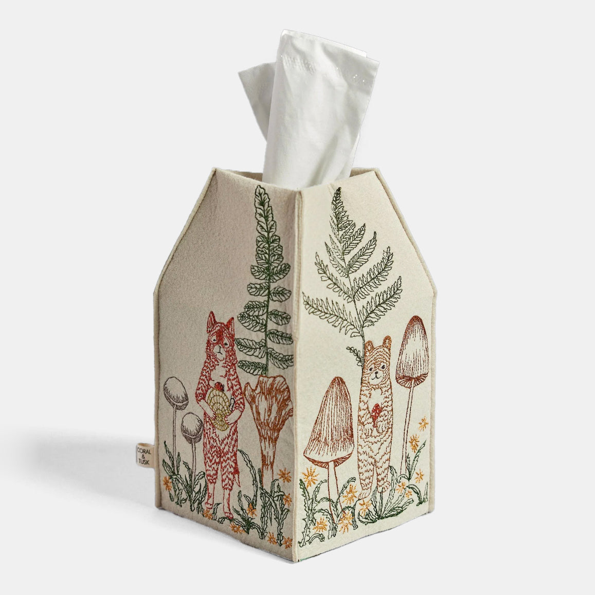 Mushrooms and Ferns Tissue Box Cover