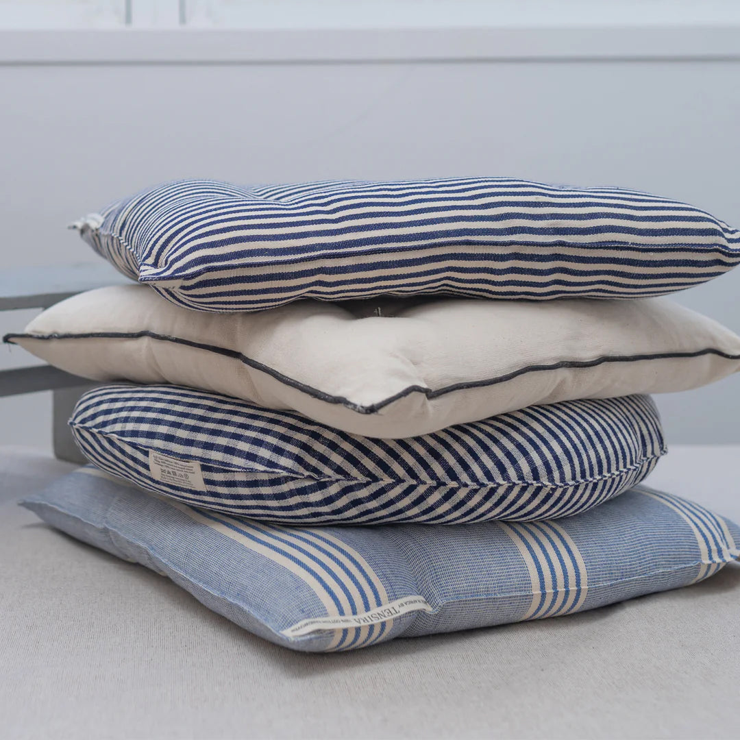 Thin Denim Stripe Square Seat Cushion