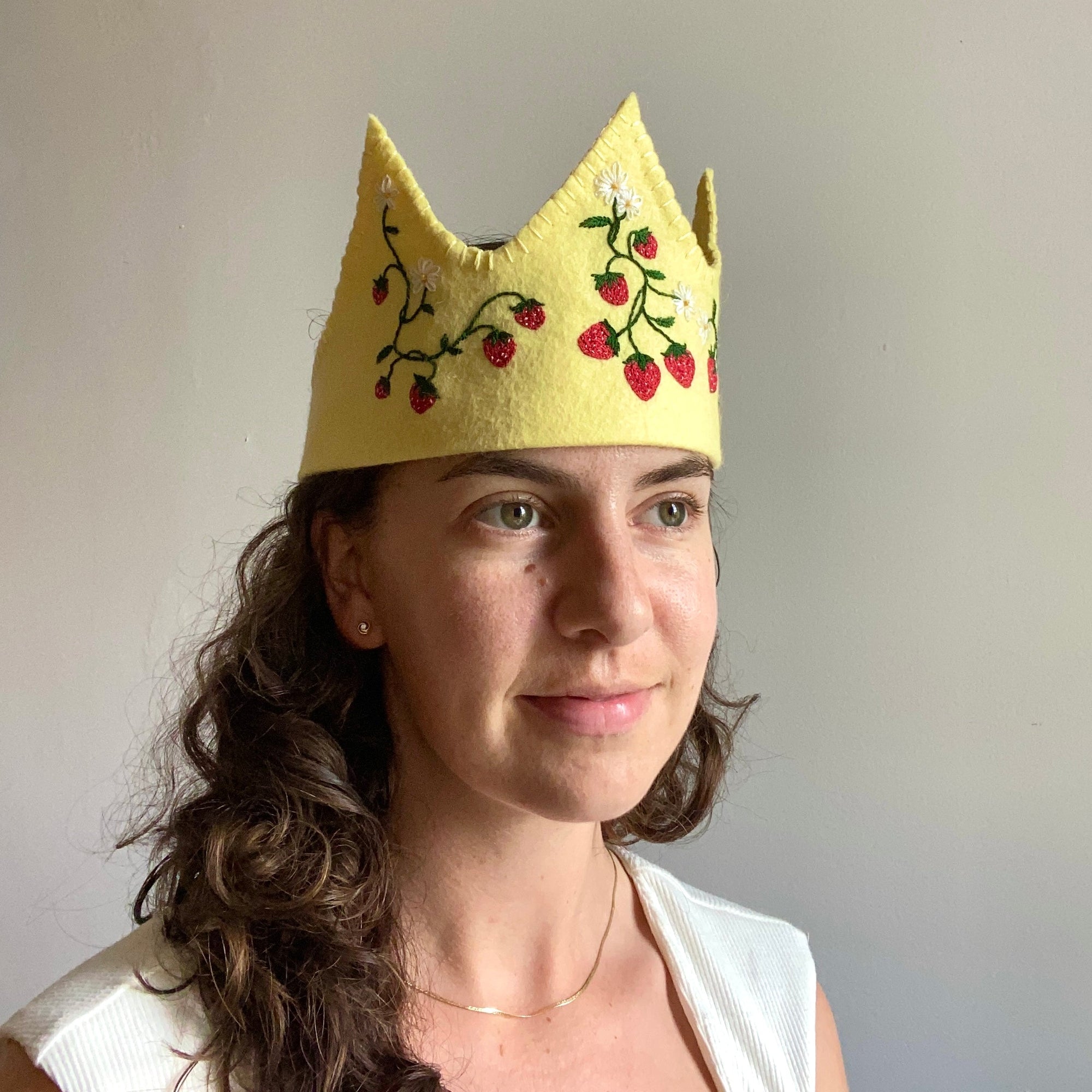 Handmade Felt Crown in Strawberry Patch