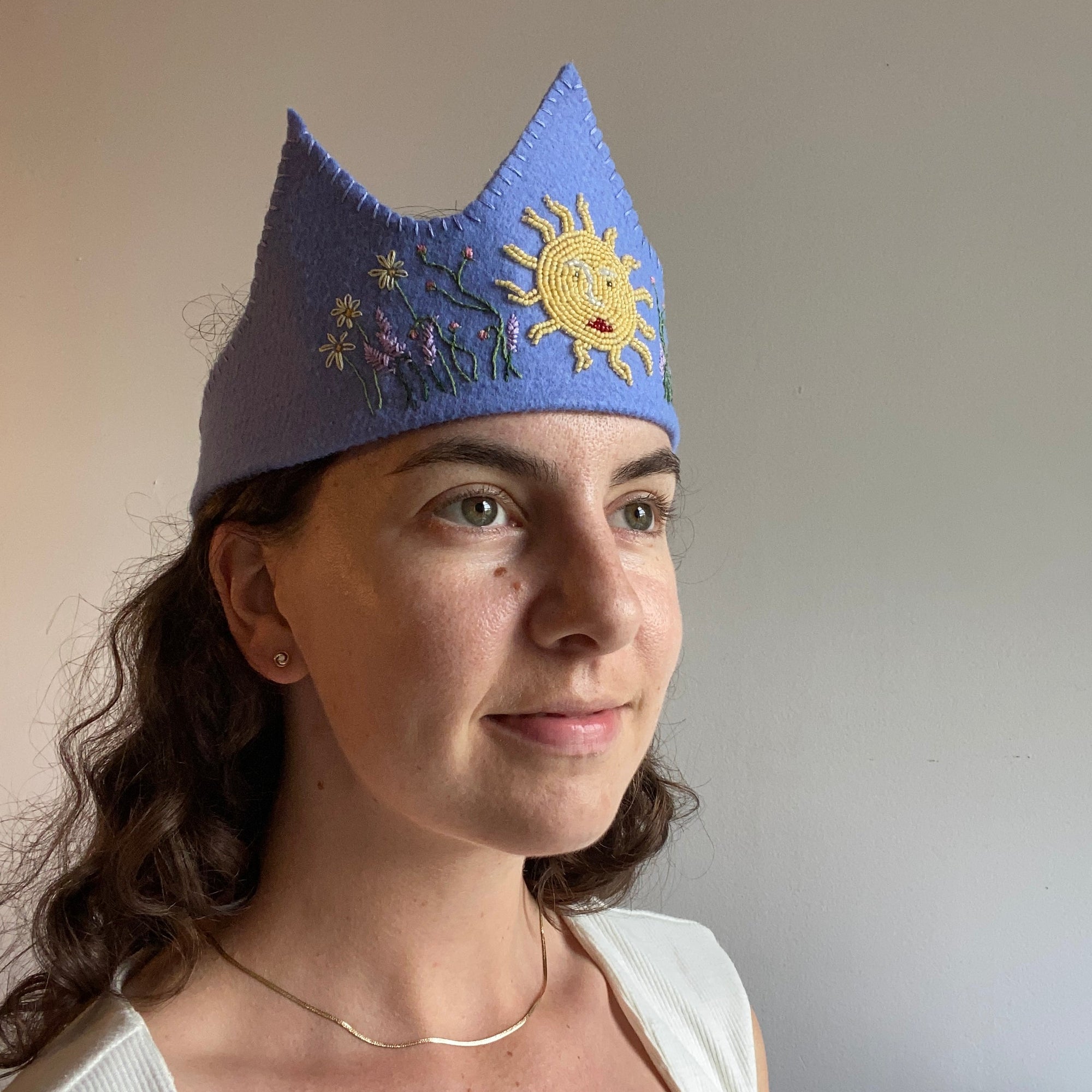 Handmade Felt Crown in Summer Garden