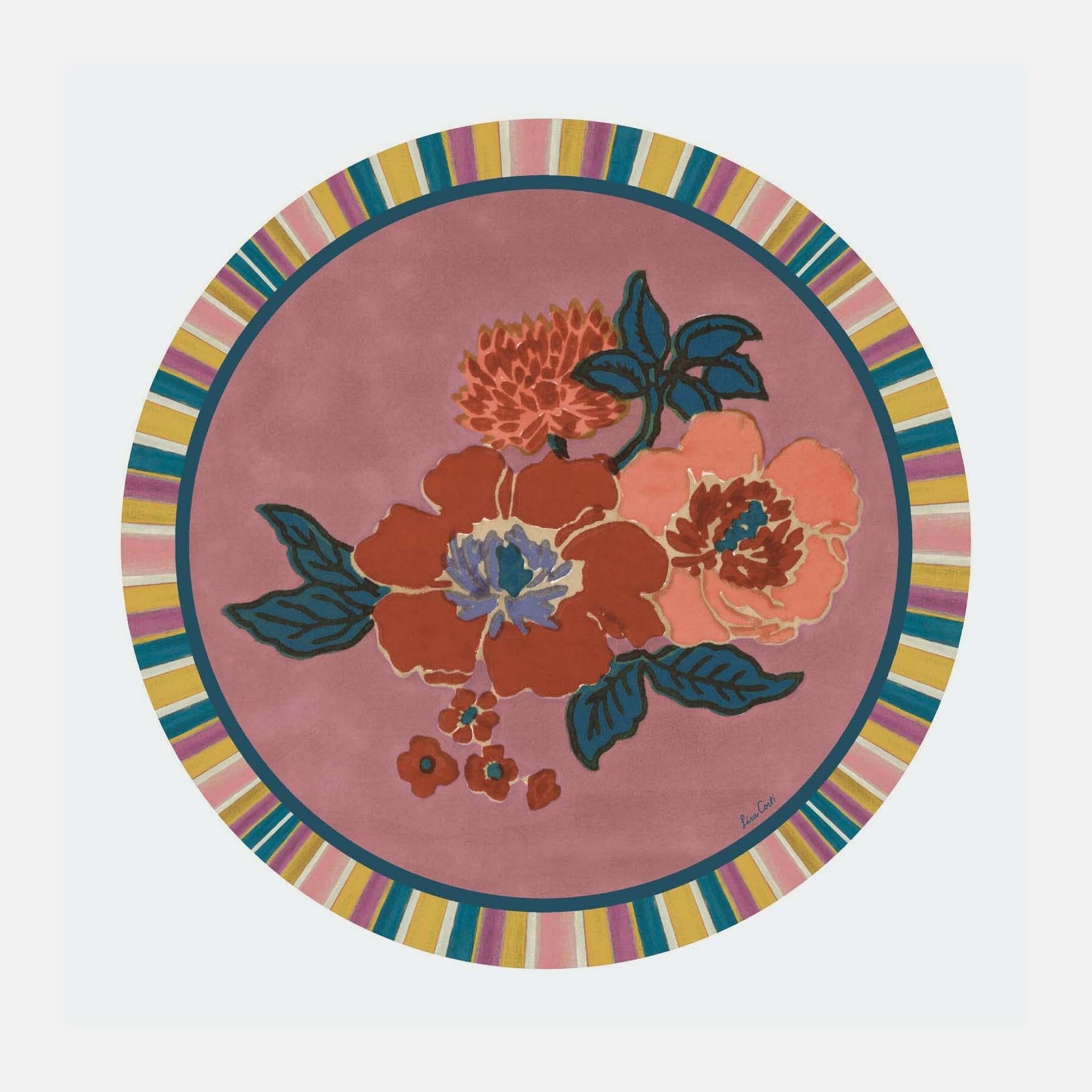 Round Dandelion Old Pink Placemat
