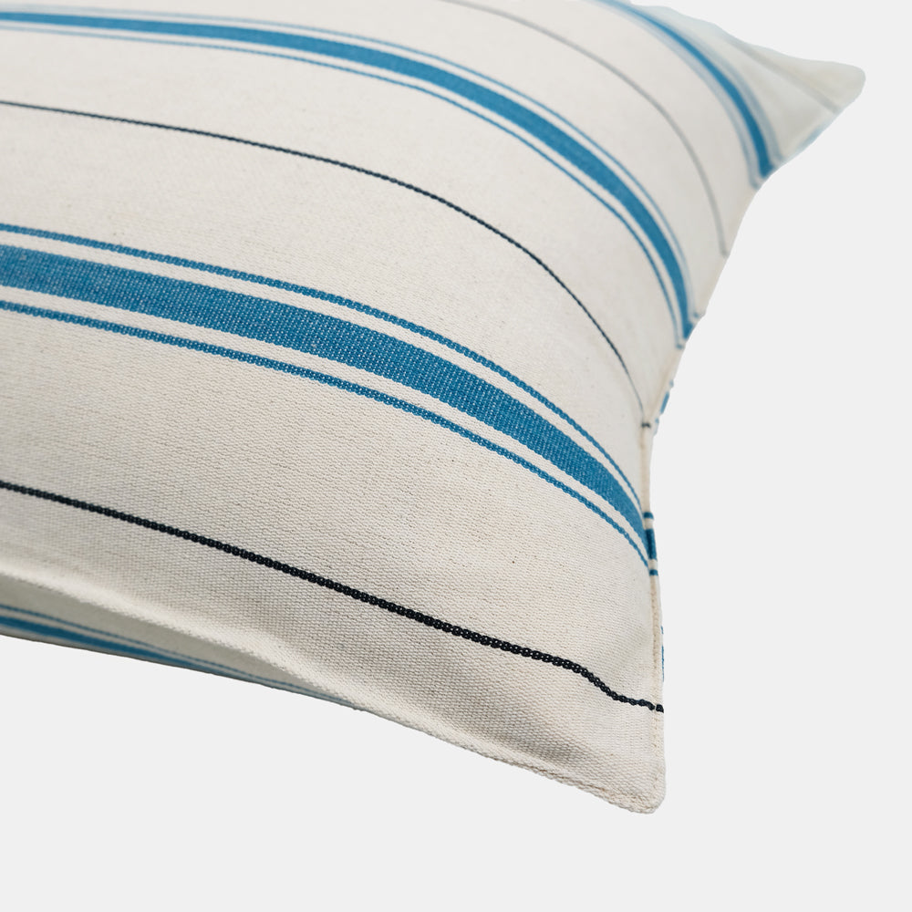 Deep Teal and Black Stripe Lumbar Pillow