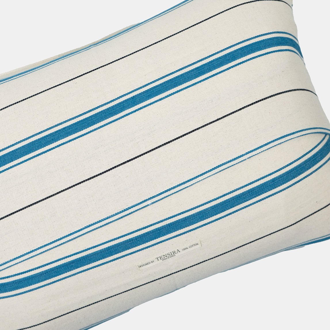Deep Teal and Black Stripe Lumbar Pillow