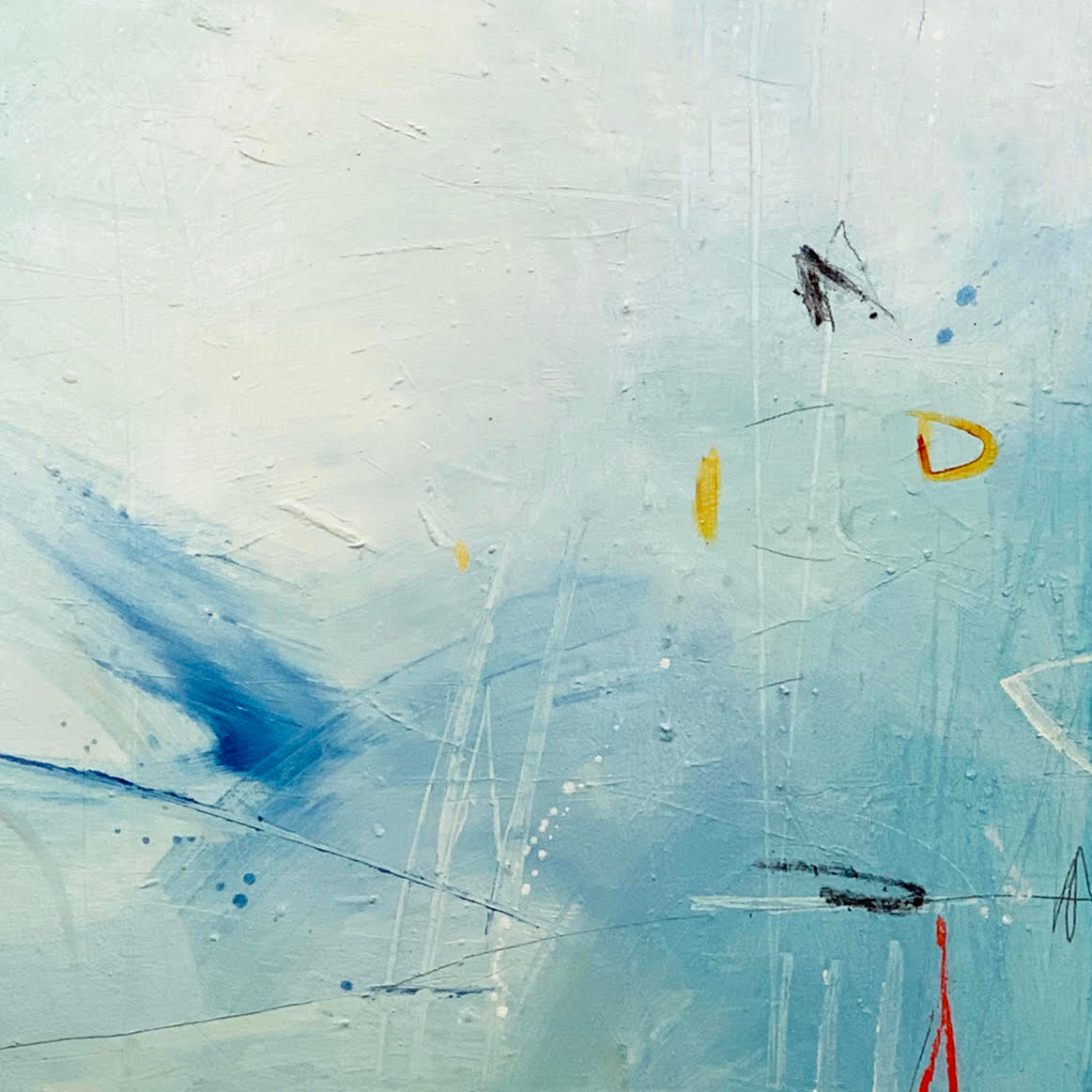 Teal and White Large Painting by Elaine Tian