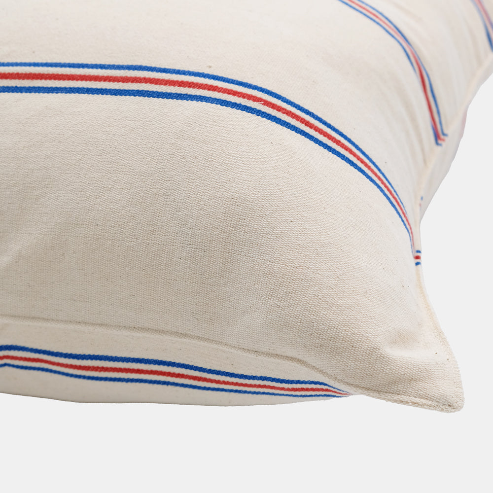 French Red and Blue Stripe Square Pillow
