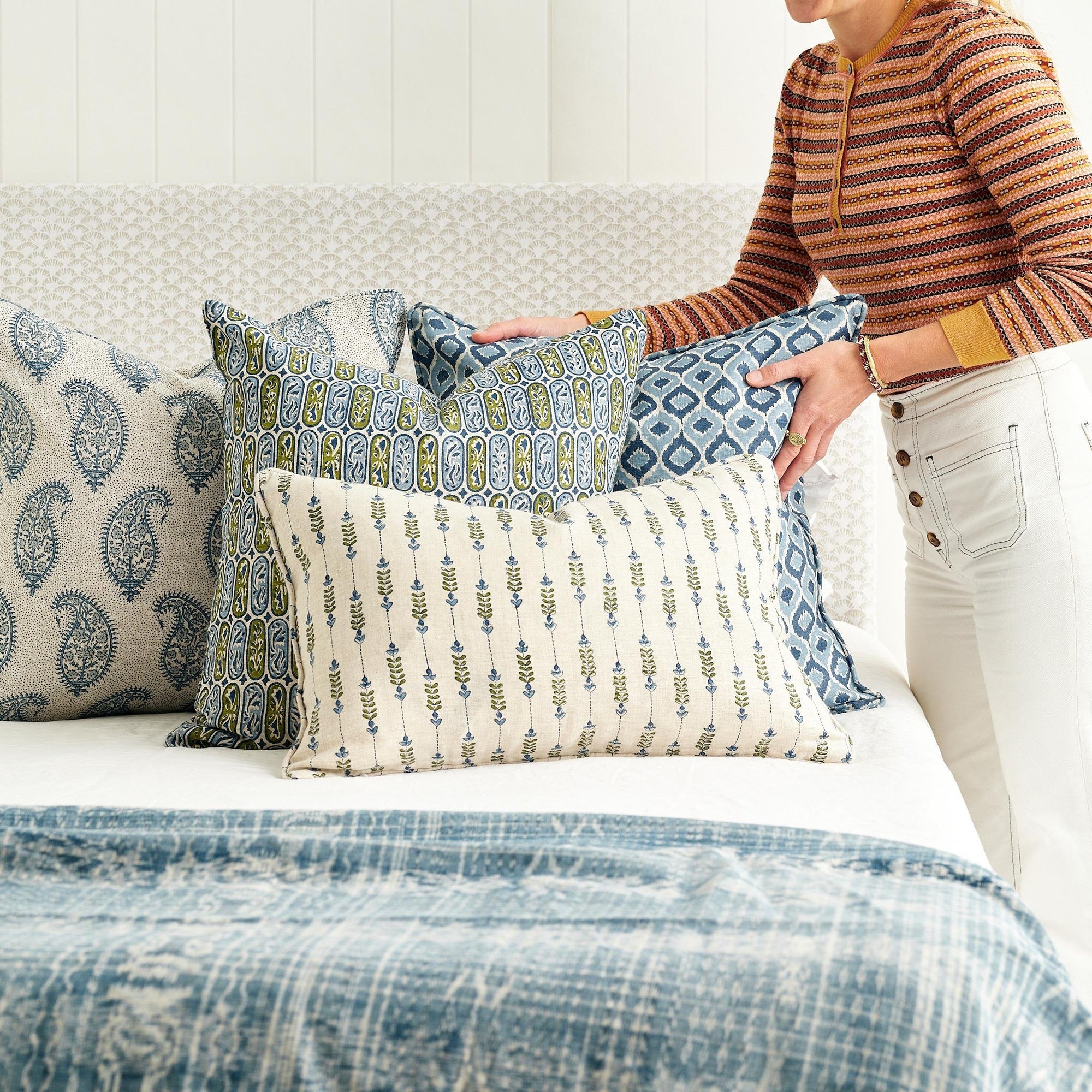 Geneva Moss Azure Lumbar Pillow