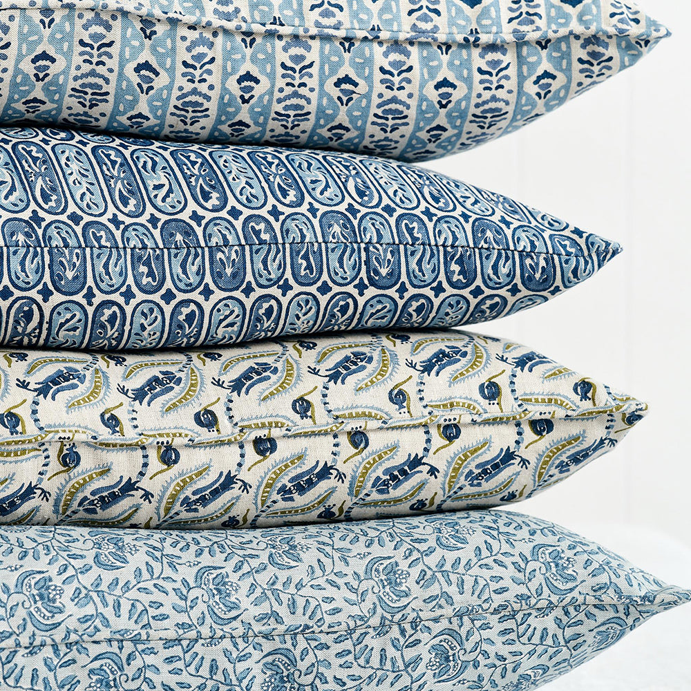 Broccato Moss Azure Pillow, square