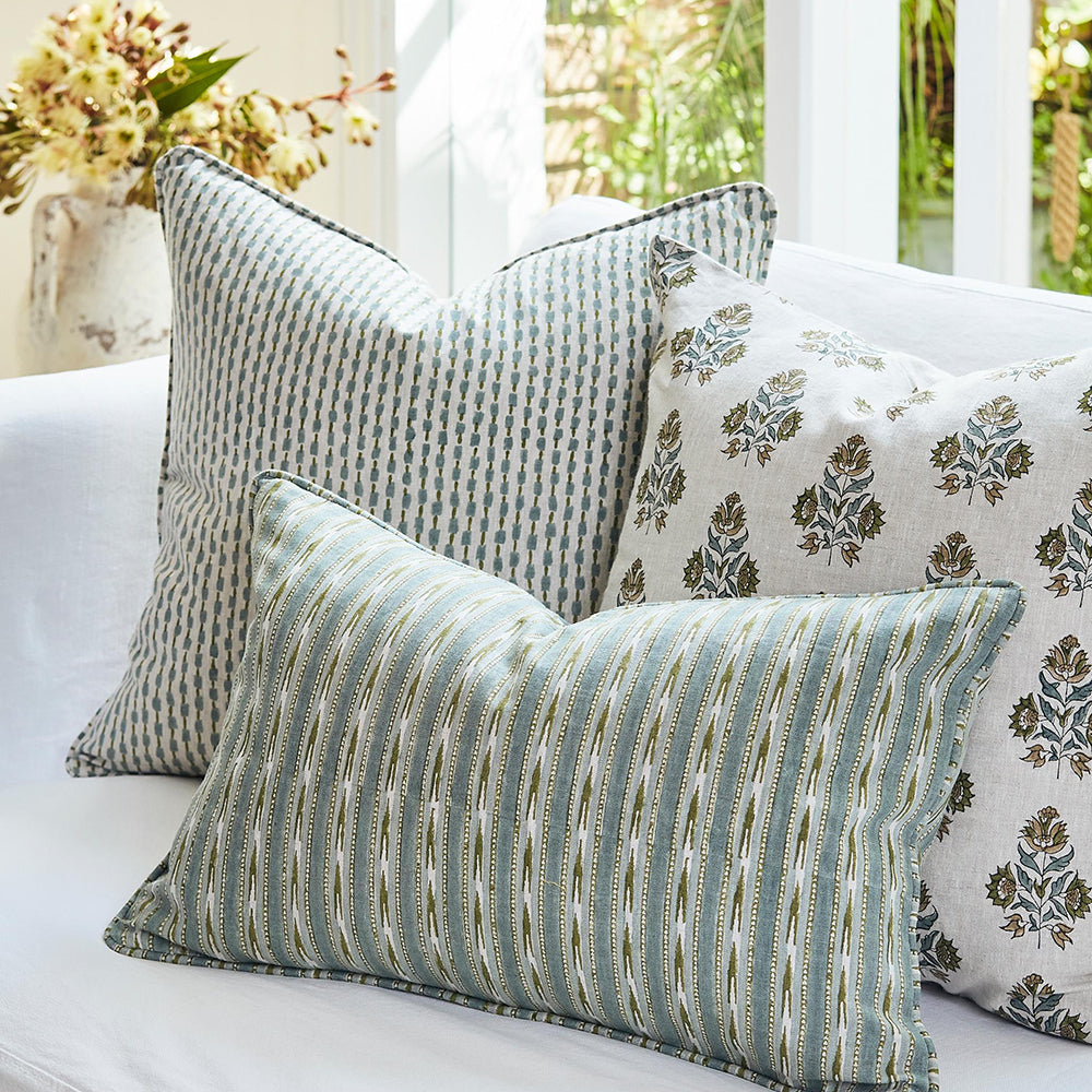 Ankara Celadon Moss Square Pillow