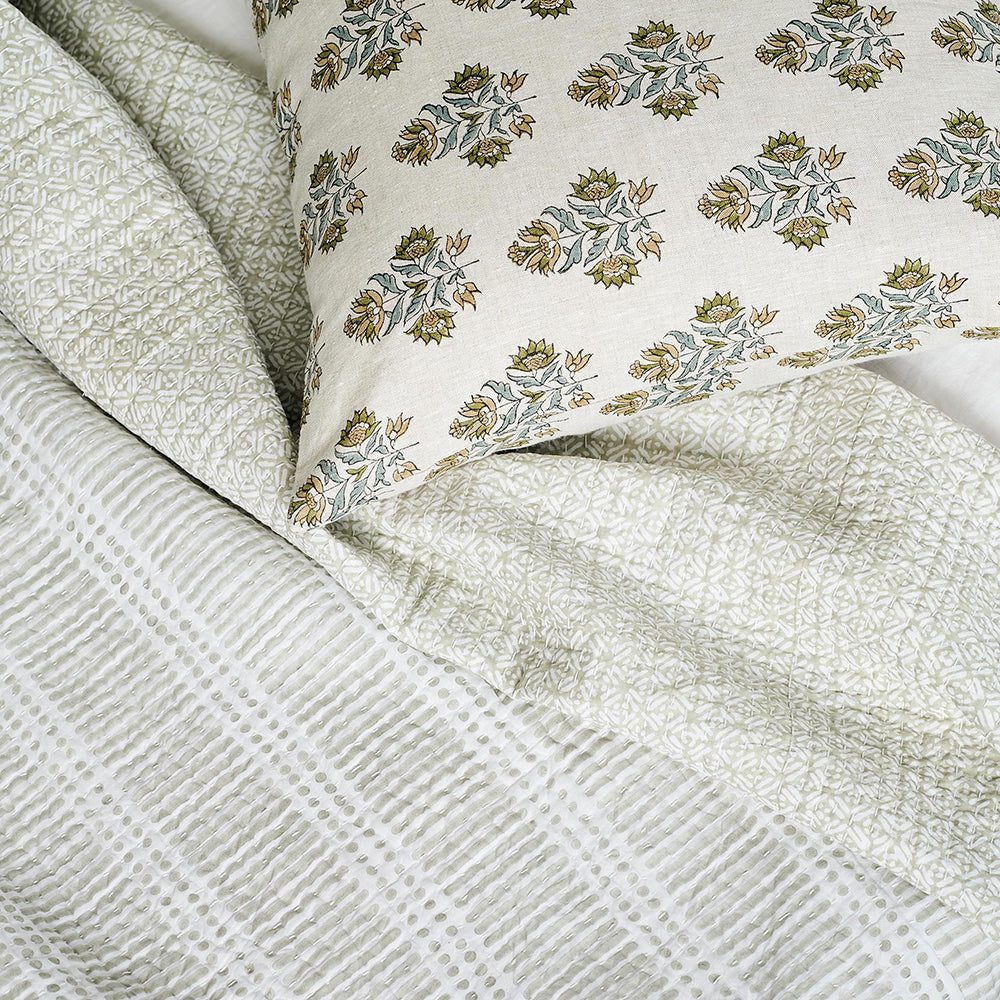 Ankara Celadon Moss Square Pillow