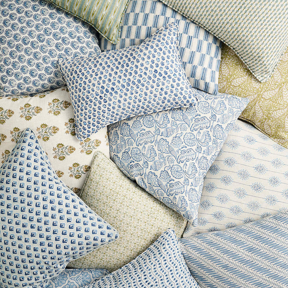 Ankara Celadon Moss Square Pillow