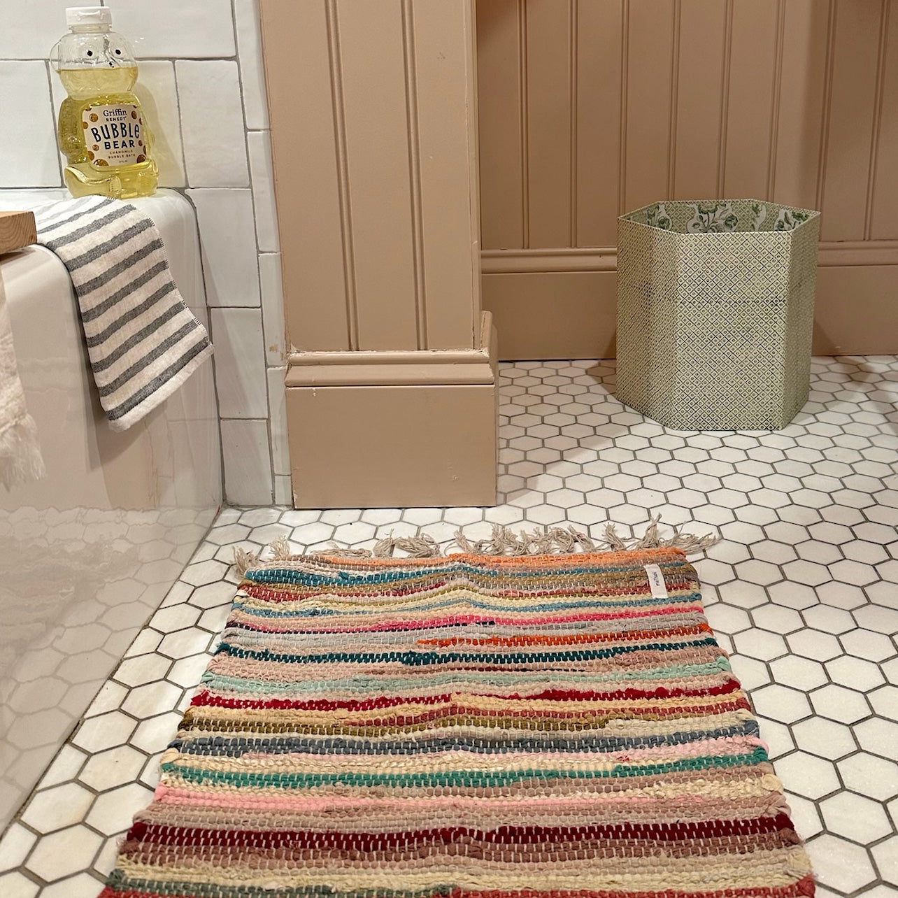 Two Tone Hand Towel in Charcoal Stripe