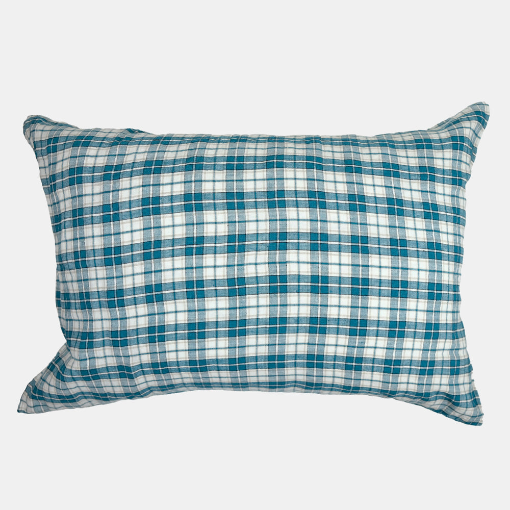 Linen Standard Pillowcase in Green Tartan