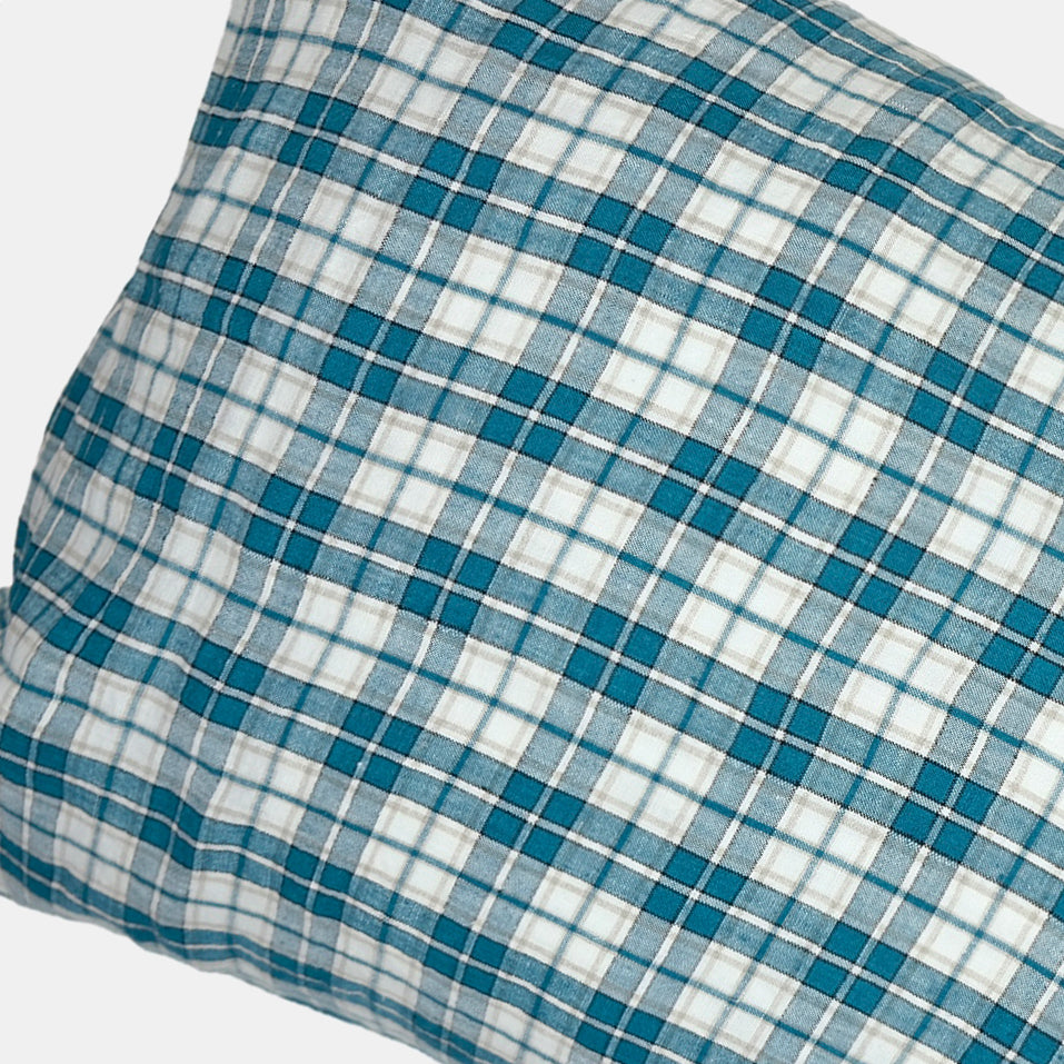Linen Standard Pillowcase in Green Tartan