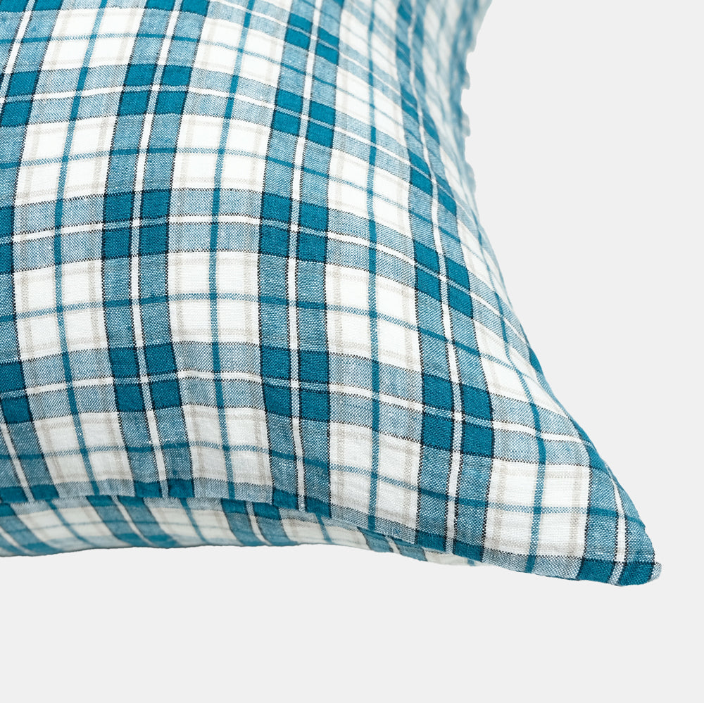 Linen Euro Pillowcase in Green Tartan