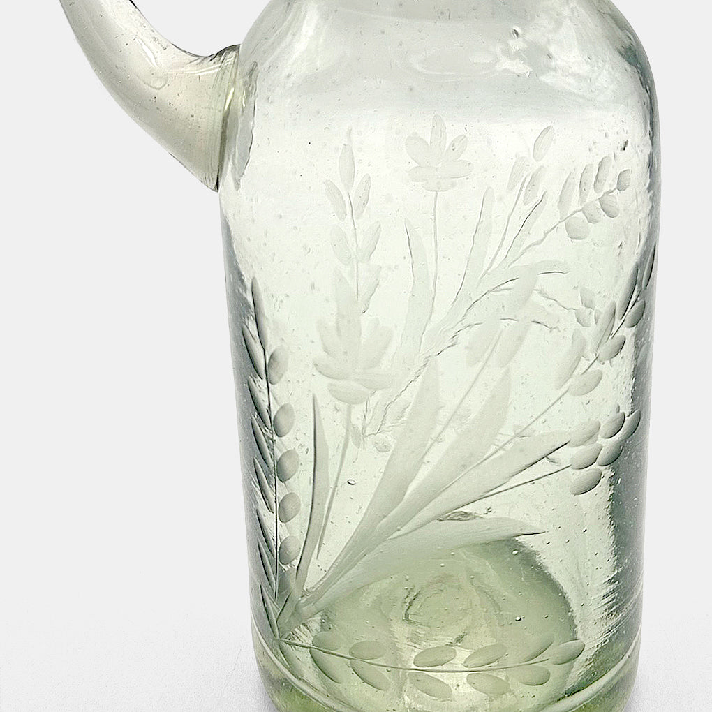 Hand-etched Glass Pitcher