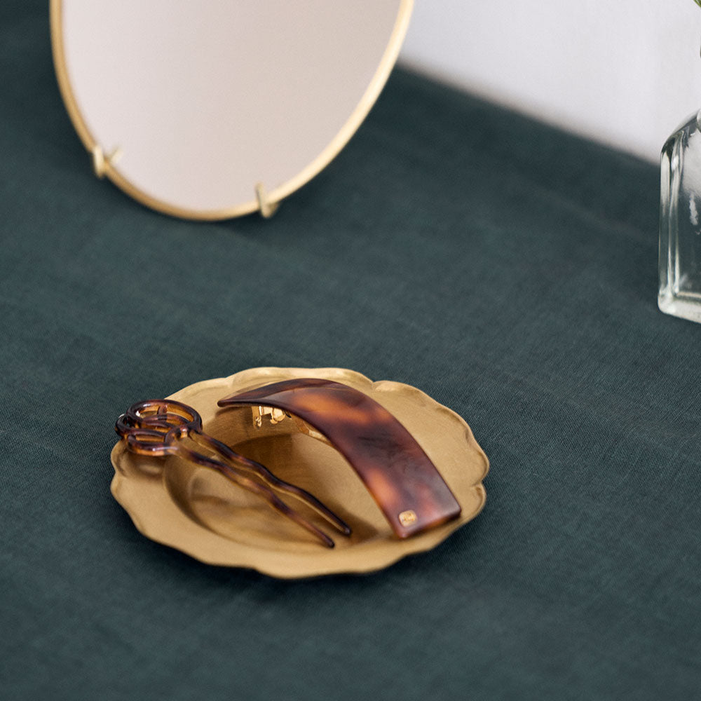 Scalloped Round Brass Tray