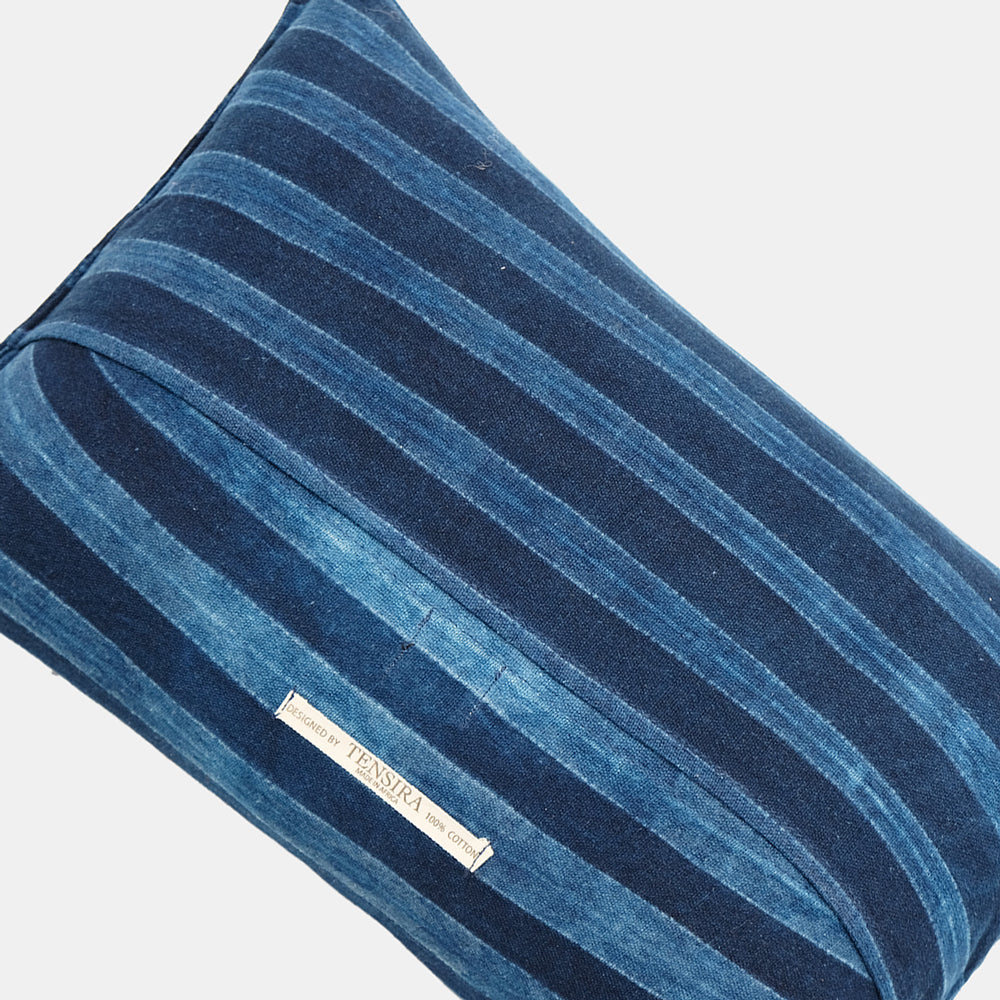 Small Lumbar Pillow in Indigo Thin Stripe