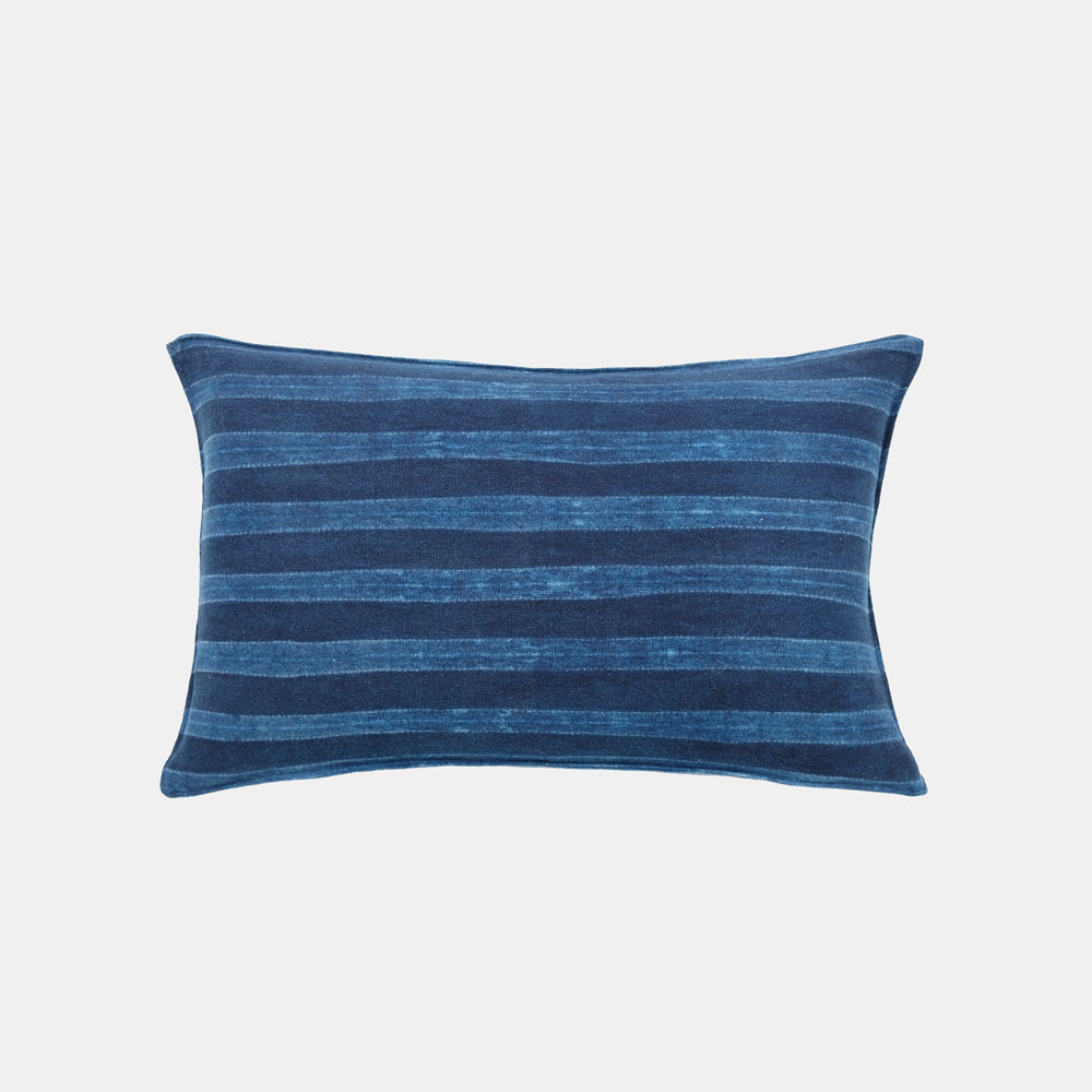 Small Lumbar Pillow in Indigo Thin Stripe