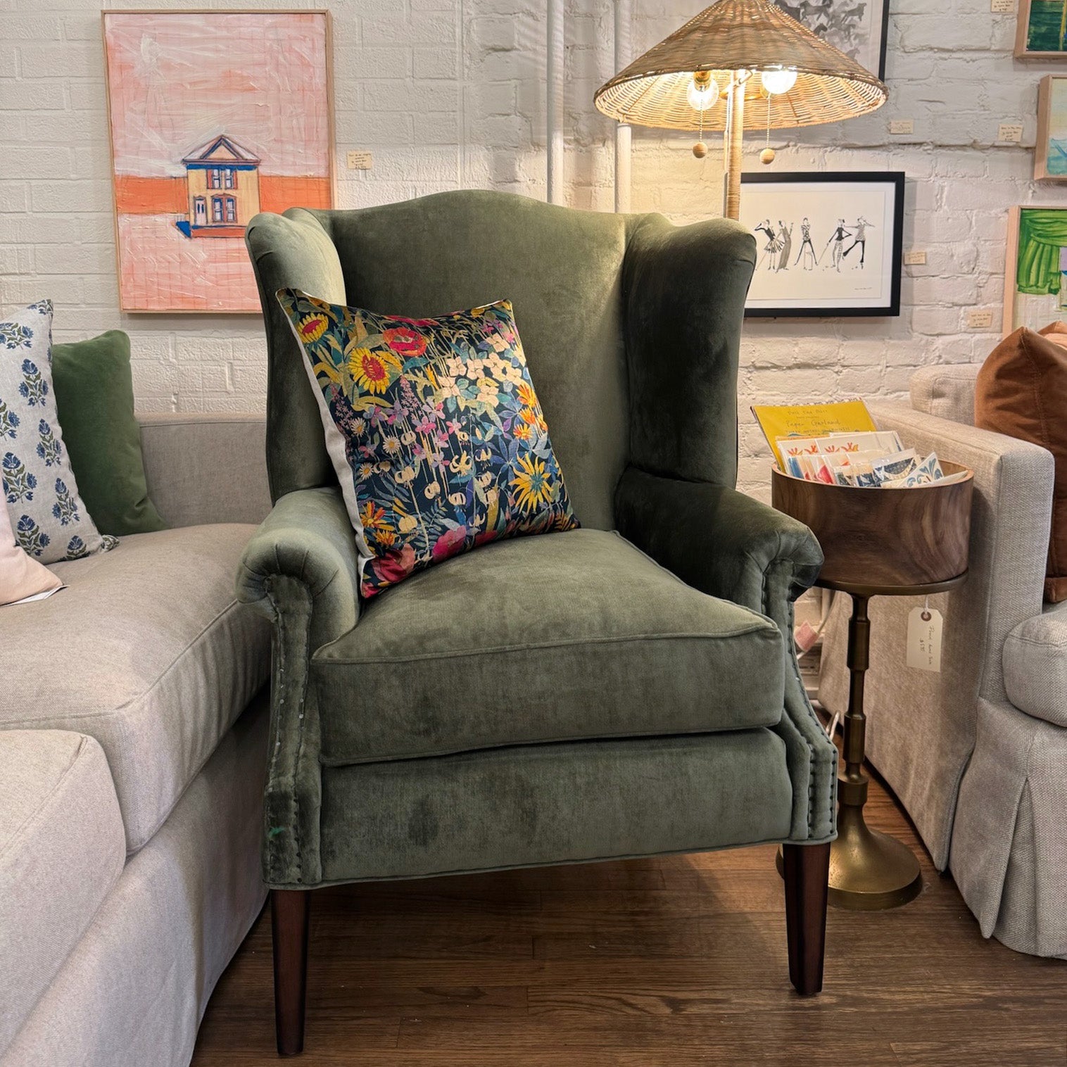 Thorn Tail Wingback Chair in Apollo Moss