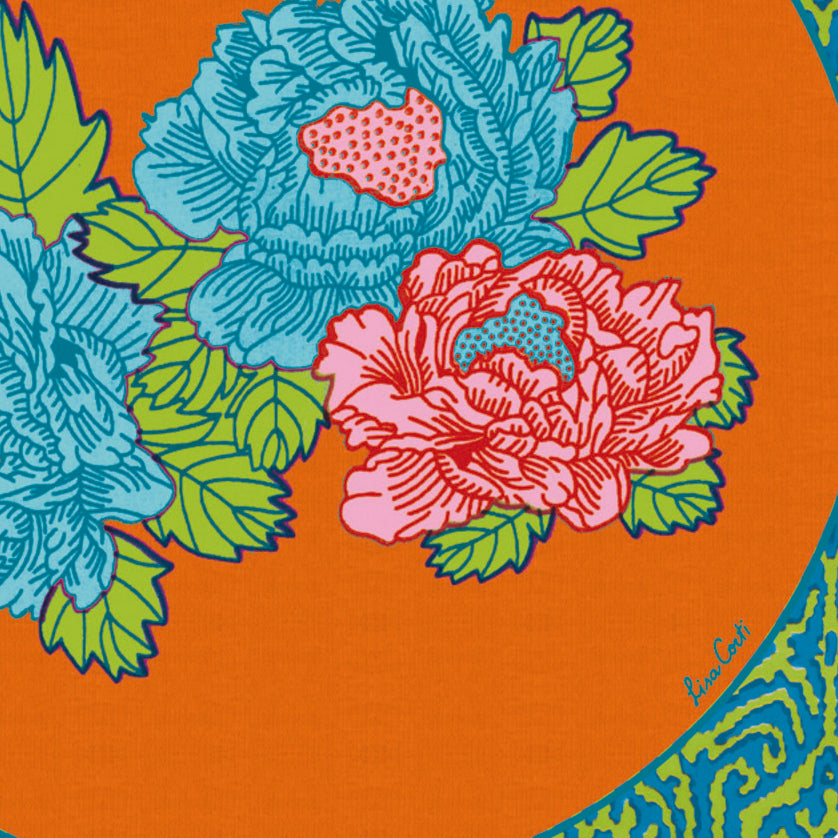 Round Kauai Peony Orange Placemat