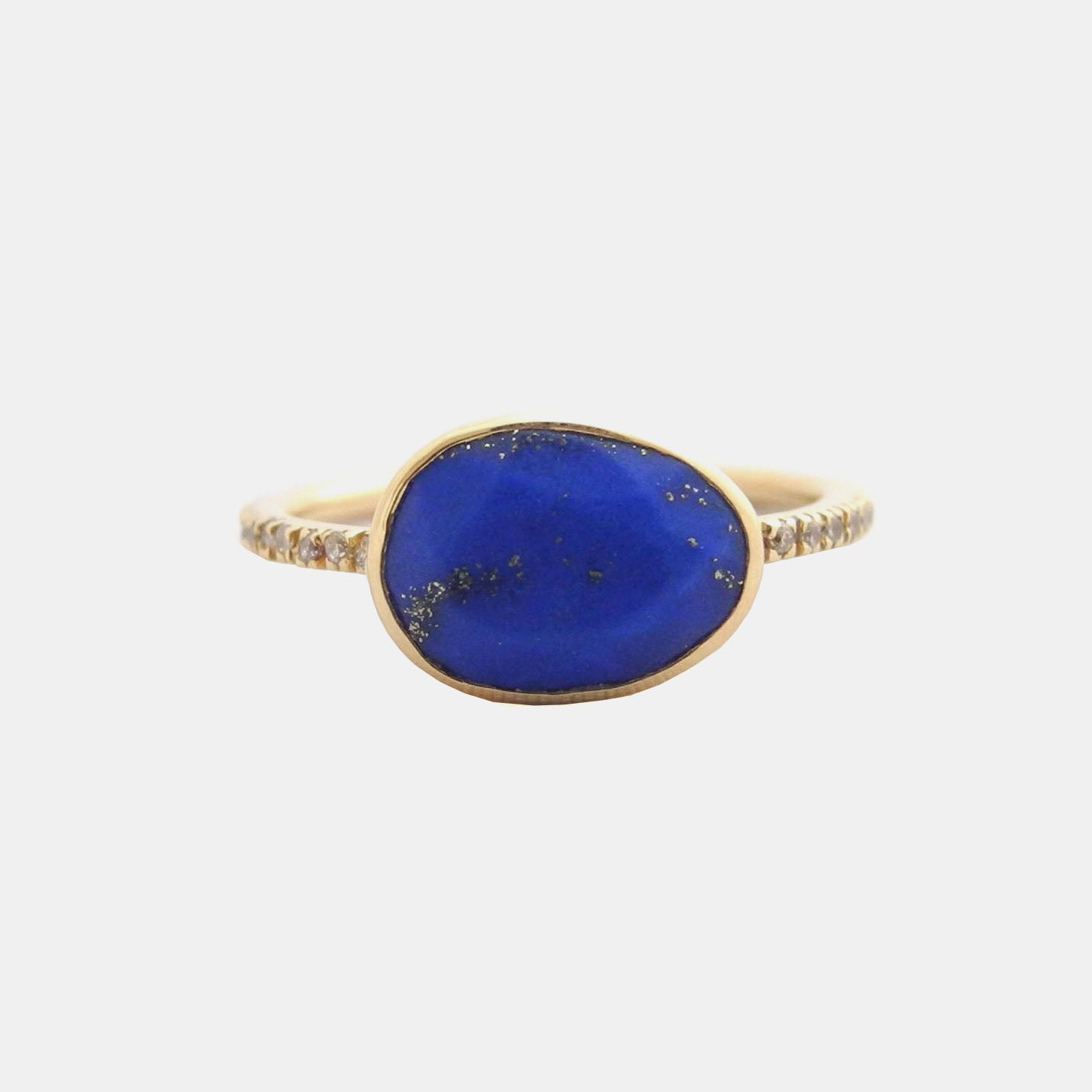 Lapis Clea Ring with White Diamonds