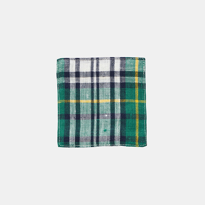 Green Tartan Heren Linen Coaster