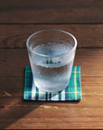 Green Tartan Heren Linen Coaster