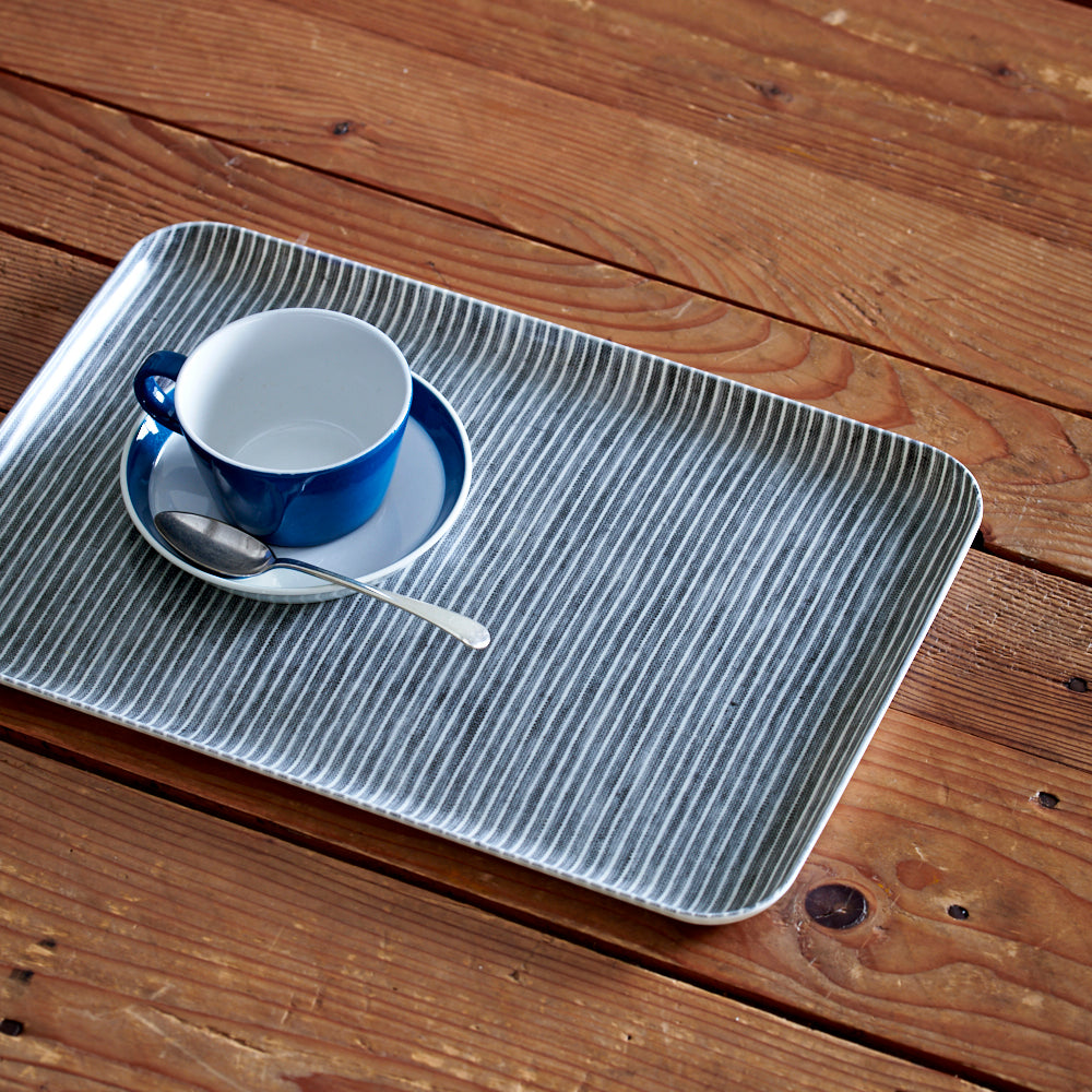 Grey Thin White Stripe Tray