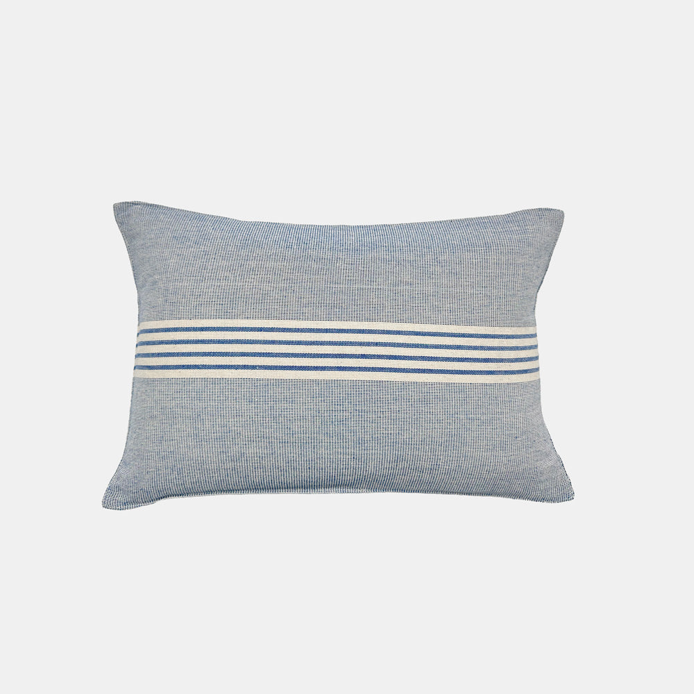 Small Lumbar Pillow in Light Blue Stripe