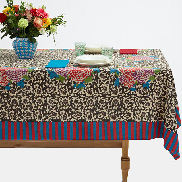 Arabesque Coffee Cotton Tablecloth