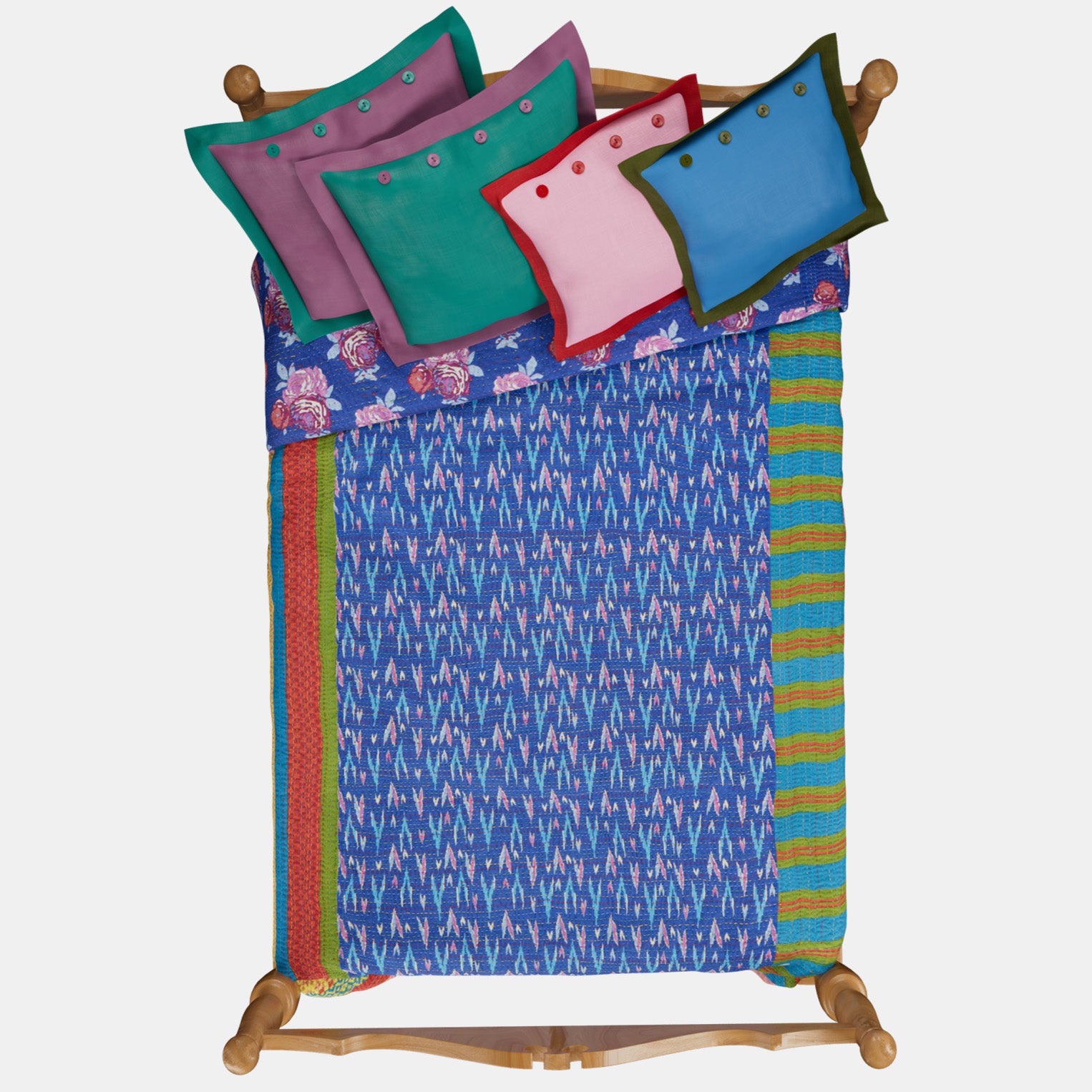 Ikat Arrow Magenta Gudri Bedcover