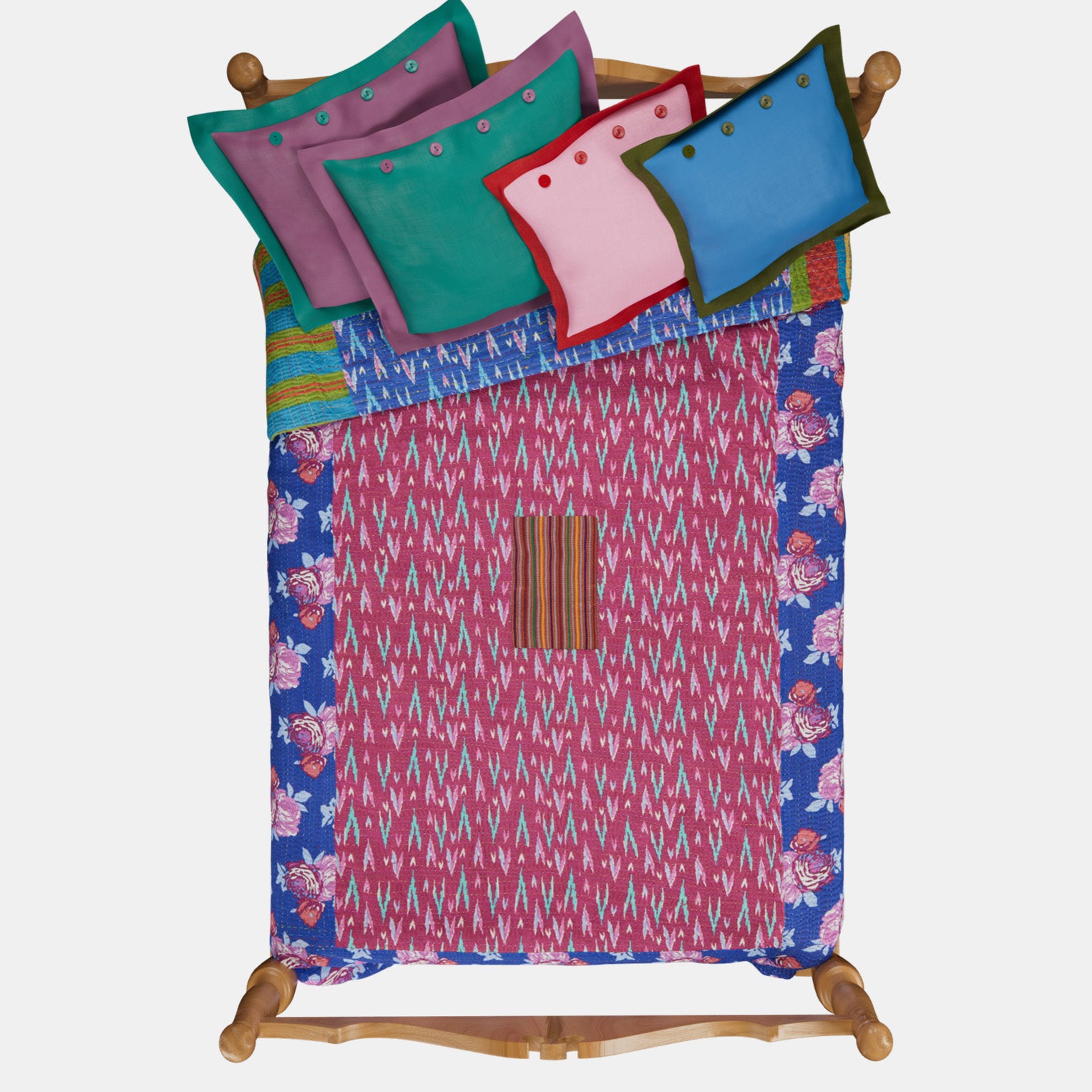 Ikat Arrow Magenta Gudri Bedcover