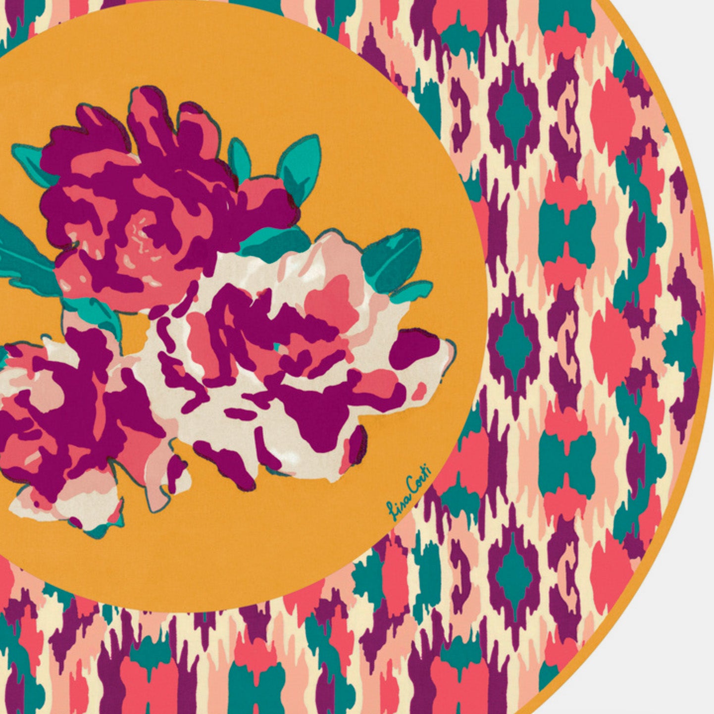 Round Dali Peony Honey Placemat