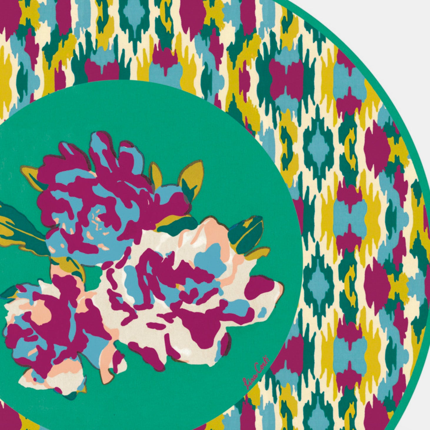 Round Dali Peony Jade Placemat
