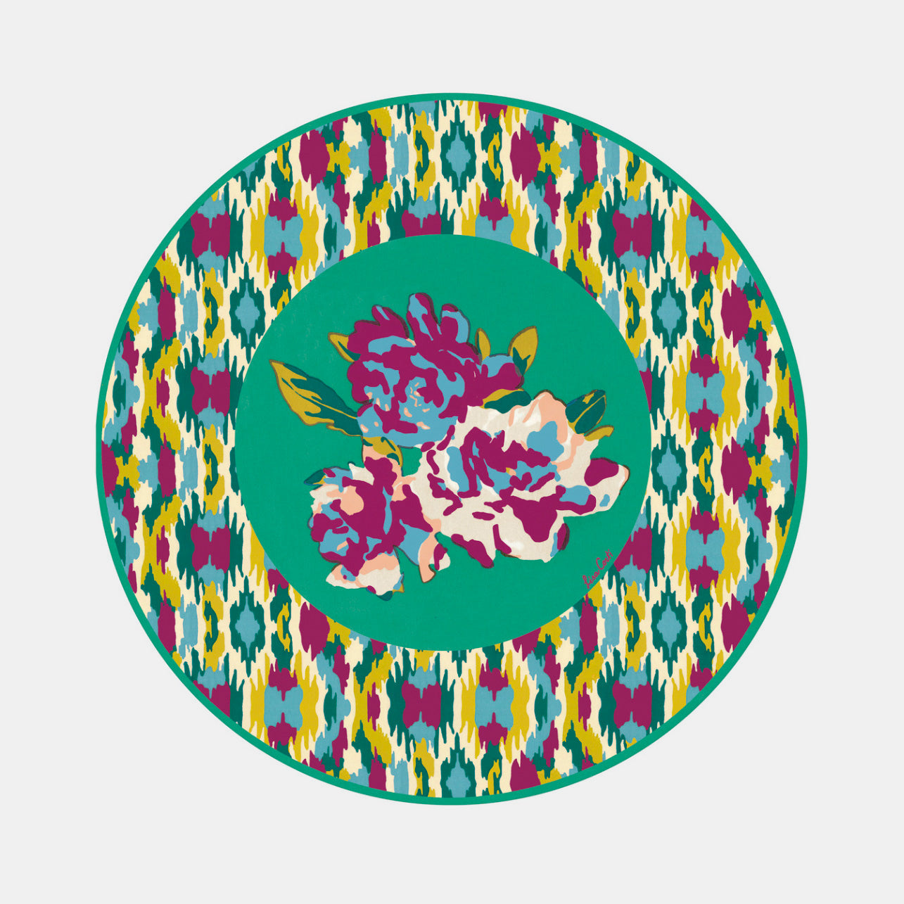 Round Dali Peony Jade Placemat