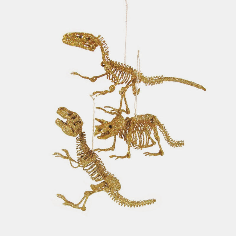 Gold Dinosaur Skeleton Ornament: Assorted
