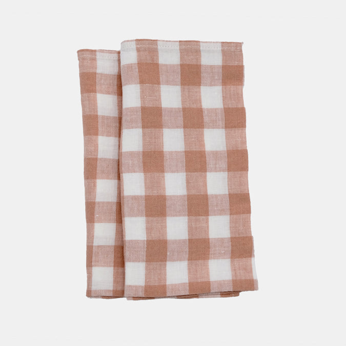 Linen Napkin in Moka Medium Gingham