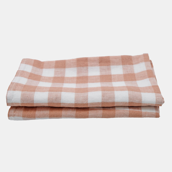 Linen Napkin, moka medium gingham