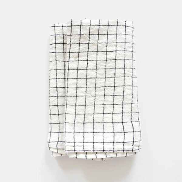 Linen Napkin in Black Check