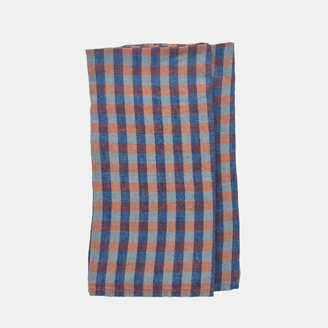 Linen Napkin in Sienna Blue Gingham