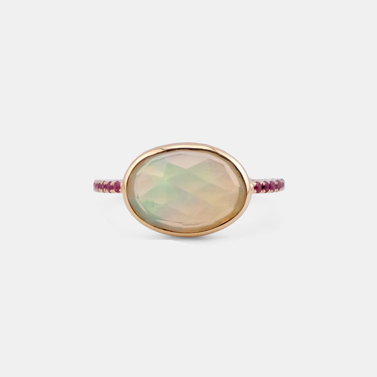 Opal Clea Ring with Rubies