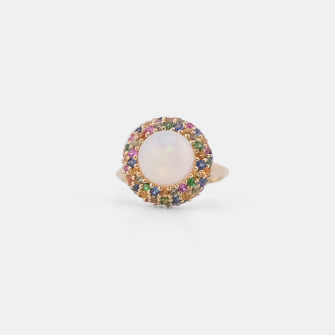 Opal Sapphire Tsavorite Bombe Ring