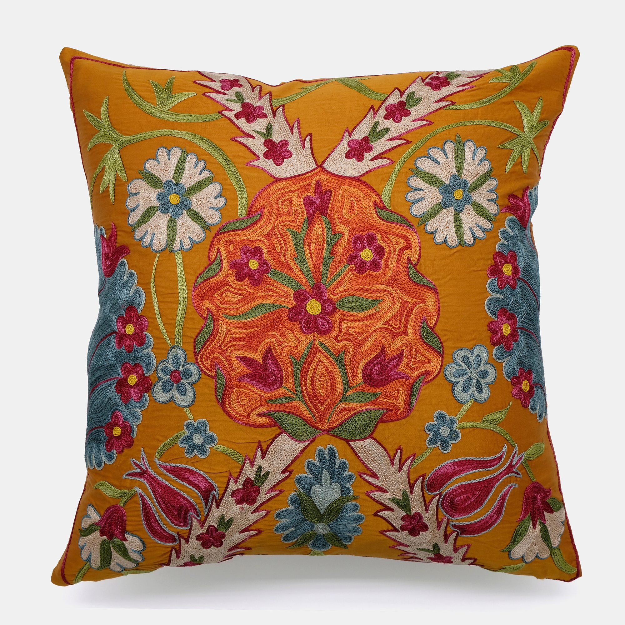 One of a Kind Orange X Suzani Square Pillow