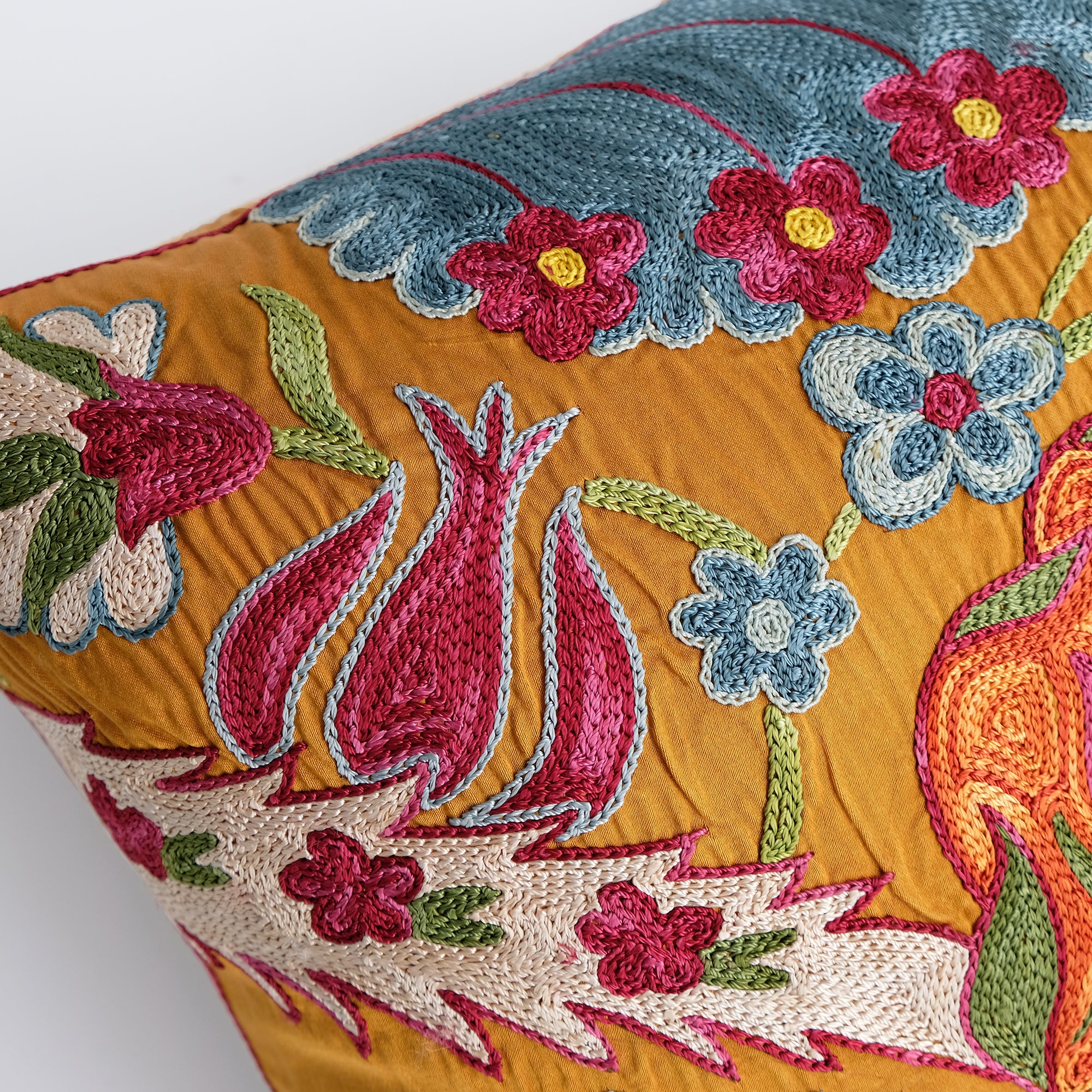 One of a Kind Orange X Suzani Square Pillow