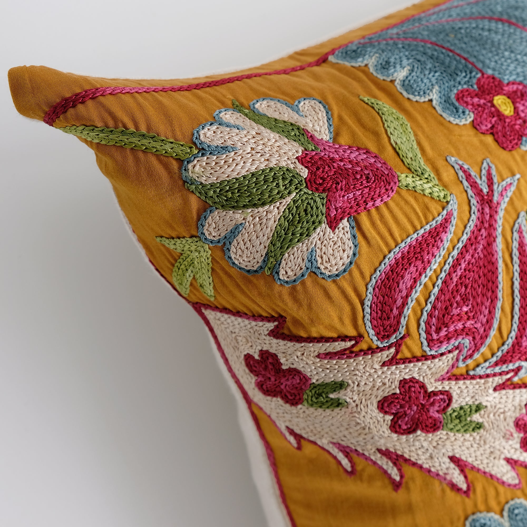 One of a Kind Orange X Suzani Square Pillow