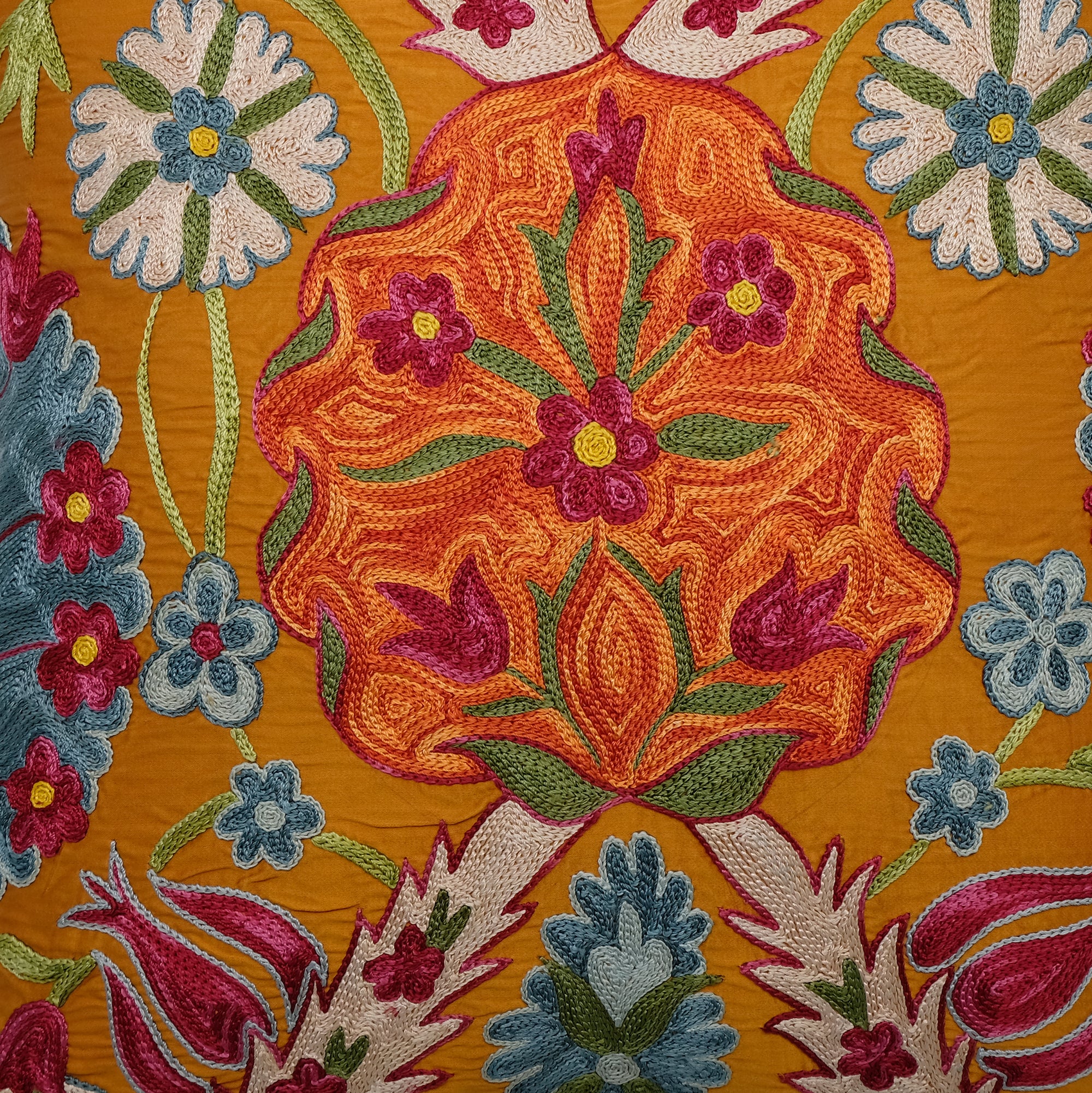 One of a Kind Orange X Suzani Square Pillow