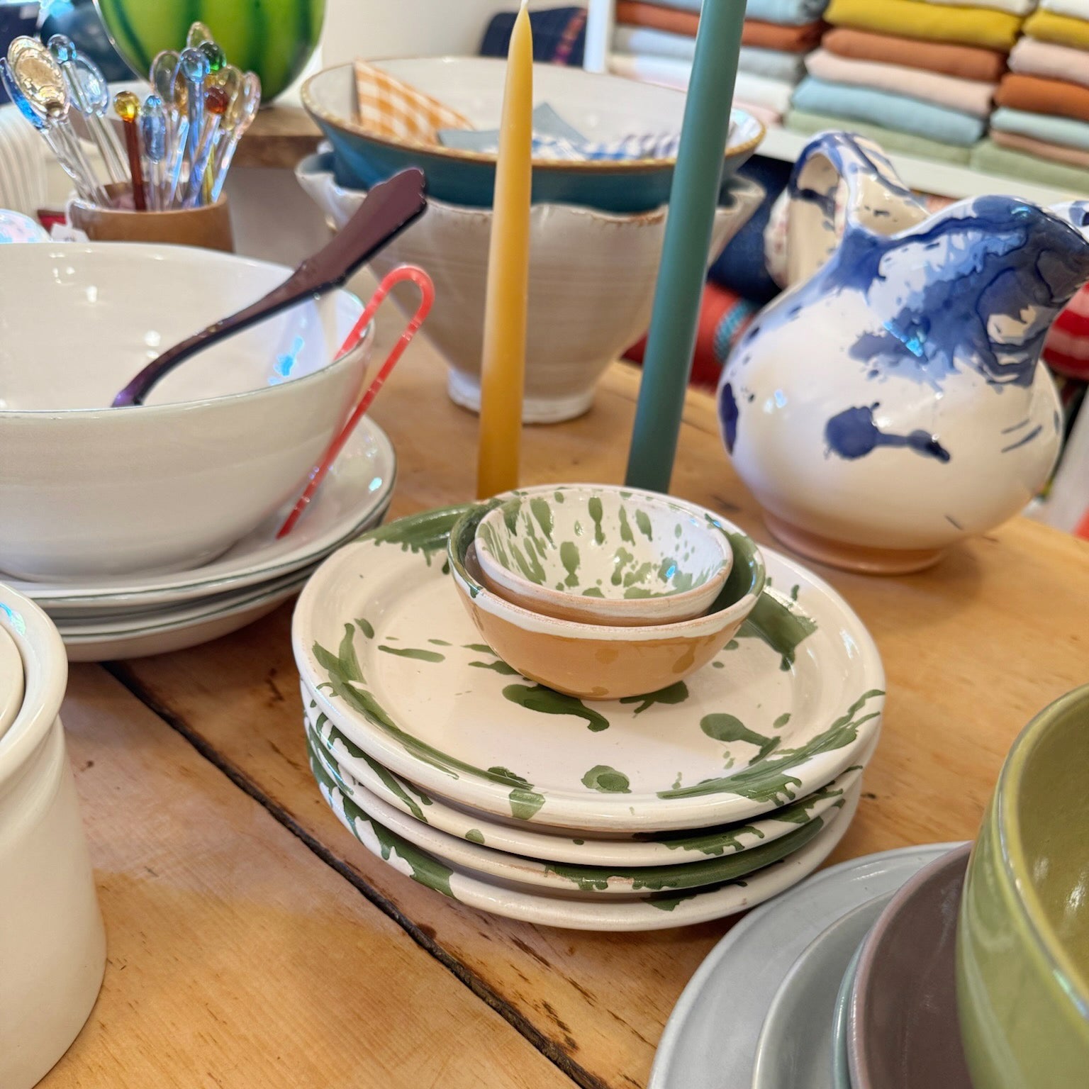 Green Splatterware Side Plate
